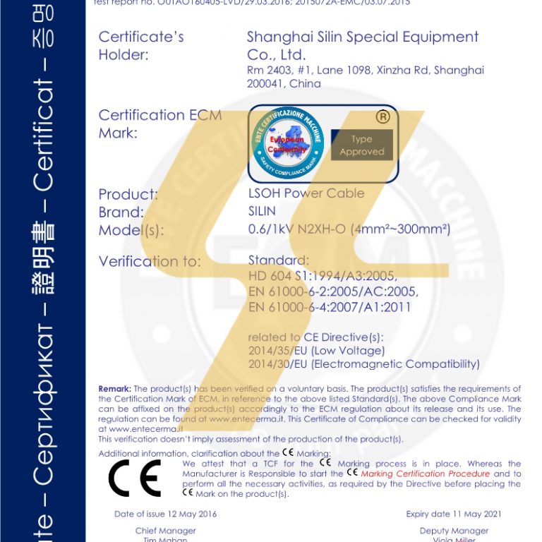 Silin Certificate CE